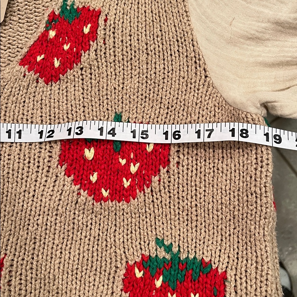 Free People Strawberry Fields Knit Crop Beige Sweater Peasant Sleeves- Medium - Picture 4 of 7